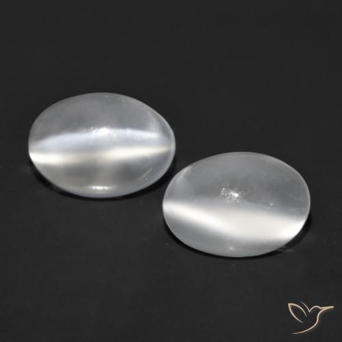 1.53ctw Natural Branco Pedra da Lua Olho de Gato, oval, Transparente