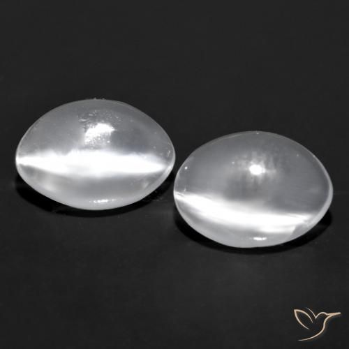 Pedras preciosas de cat's eye moonstone branco natural de 1,41 ct, corte oval, transparente