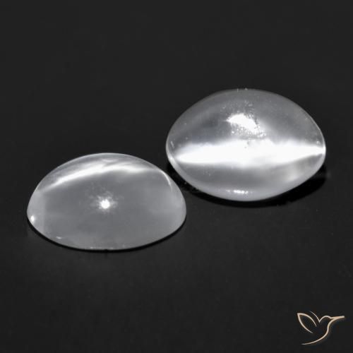 Pedras preciosas de cat's eye moonstone branco natural de 1,41 ct, corte oval, transparente