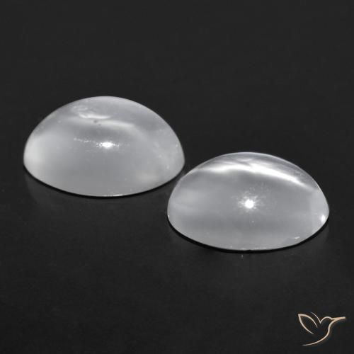 Pedras preciosas de cat's eye moonstone branco natural de 1,41 ct, corte oval, transparente