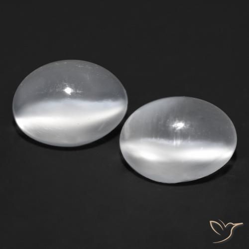 1.78ctw Natural Branco claro Pedra da Lua Olho de Gato, oval, Transparente
