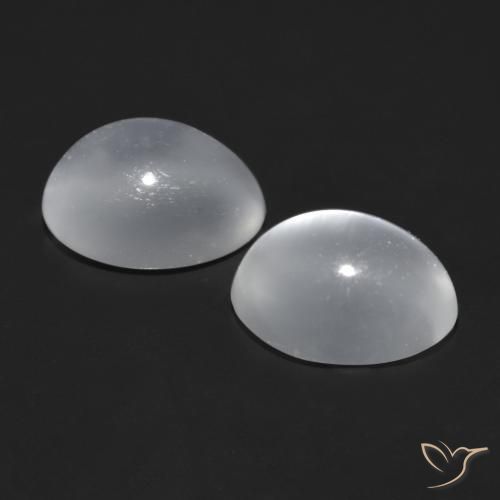 Pedras preciosas de Pedra da Lua Olho de Gato Branco claro natural de 1.78 ct, oval, Transparente
