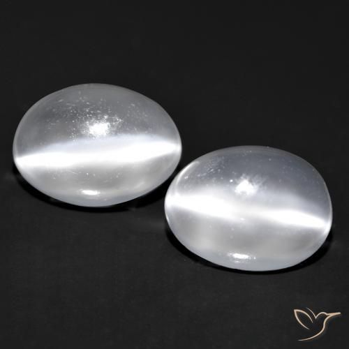 1.69ctw Natural Branco claro Pedra da Lua Olho de Gato, oval, Transparente