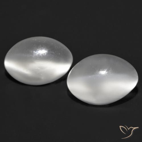 1.55ctw Natural Branco Pedra da Lua Olho de Gato, oval, Transparente