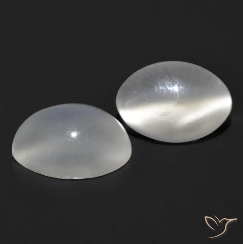 Pedras preciosas de Pedra da Lua Olho de Gato Branco natural de 1.55 ct, oval, Transparente