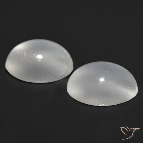 Pedras preciosas de Pedra da Lua Olho de Gato Branco natural de 1.55 ct, oval, Transparente