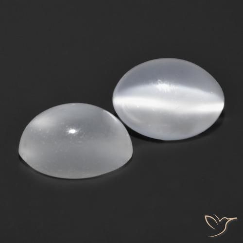 Pedras preciosas de Pedra da Lua Olho de Gato Branco natural de 1.82 ct, oval, Transparente