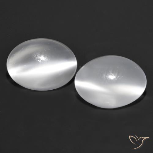 1.55ctw Natural Branco Pedra da Lua Olho de Gato, oval, Transparente
