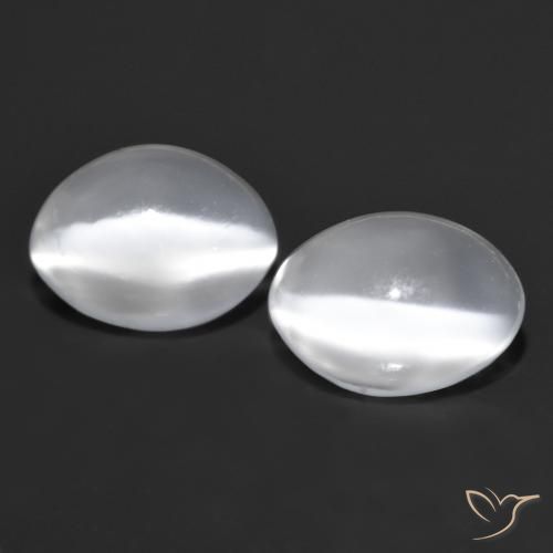 Pedras preciosas de Pedra da Lua Olho de Gato Branco natural de 1.65 ct, Corte Oval, Transparente