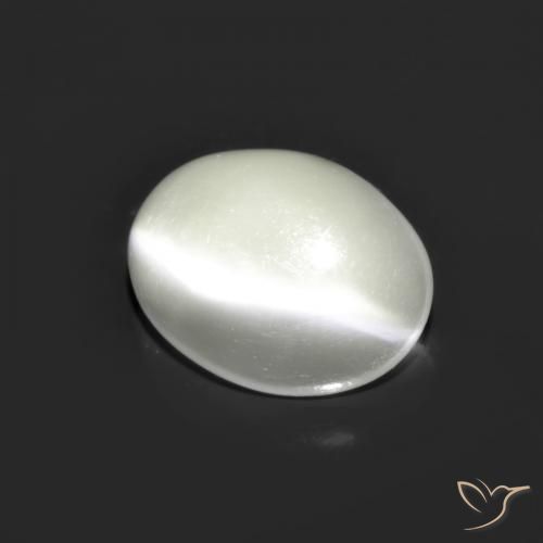 Pedra da Lua Olho de Gato Branco Natural 1.48ct, Corte Oval, Translúcido