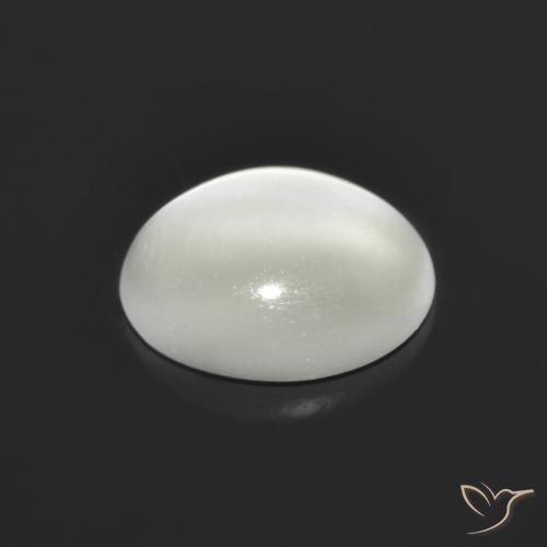 Pedra da Lua Olho de Gato Branco Natural 1.48ct, Corte Oval, Translúcido