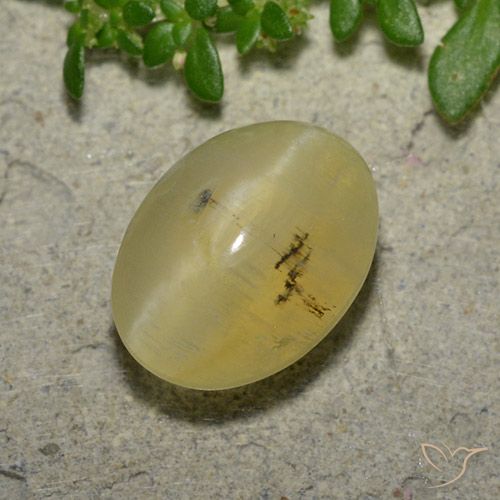 4.16ct Natural Luz amarela Opala Olho de Gato, oval, Translúcido