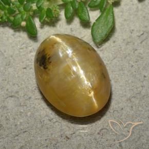 Opala Olho de Gato Dourado-Laranja Natural 4.45ct, oval, Translúcido