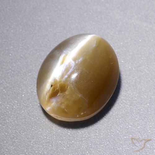 Cat's eye opal marrom natural 4,39ct, corte oval, translúcido