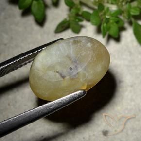 Opala Olho de Gato amarelo médio Natural 7.86ct, oval, Translúcido