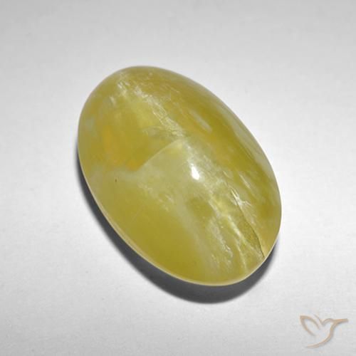 Opala Olho de Gato Amarelo claro Natural 5.90ct, oval, Translúcido