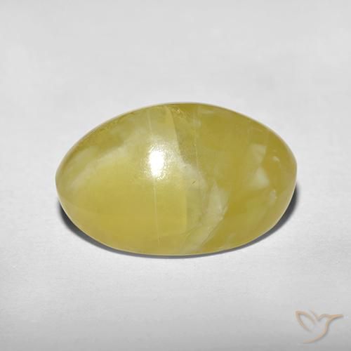 Opala Olho de Gato Amarelo claro Natural 5.90ct, oval, Translúcido