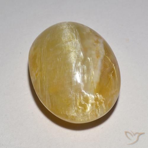 Opala Olho de Gato amarelo médio Natural 6.21ct, oval, Translúcido