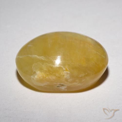 Opala Olho de Gato amarelo médio Natural 6.21ct, oval, Translúcido