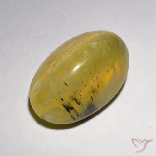 5.25ct Natural amarelo suave Opala Olho de Gato, oval, Translúcido
