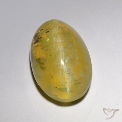 Opala Olho de Gato amarelo suave Natural 5.25ct, oval, Translúcido