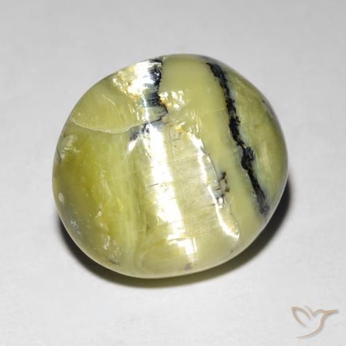 7.62ct Natural Verde amarelado Opala Olho de Gato, oval, Opaco