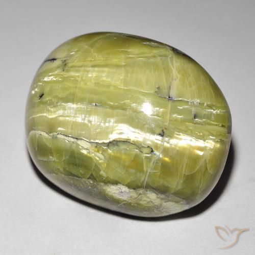 Opala Olho de Gato Verde médio Natural 38.88ct, oval, Opaco