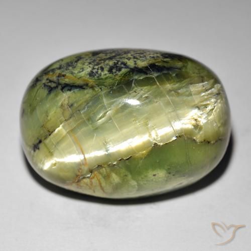 Cat's eye opal verde natural 35,49ct, corte oval, opaco