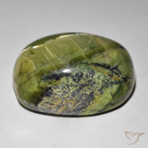 Cat's eye opal verde natural 35,49ct, corte oval, opaco