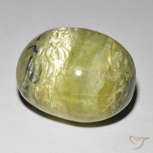 14.90ct Natural verde quente Opala Olho de Gato, oval, Opaco
