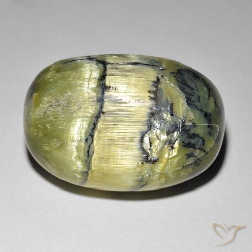21.84ct Natural Verde médio Opala Olho de Gato, oval, Opaco