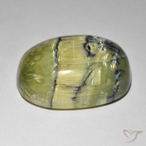 Opala Olho de Gato Verde médio Natural 21.84ct, oval, Opaco