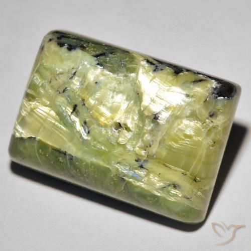 Opala Olho de Gato verde quente Natural 31.09ct, baguete, Opaco