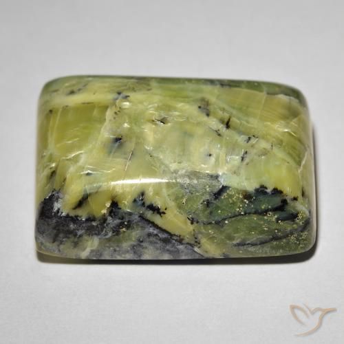 Opala Olho de Gato verde quente Natural 31.09ct, baguete, Opaco