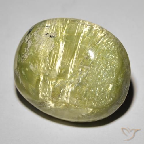 25.50ct Natural Verde médio Opala Olho de Gato, oval, Opaco