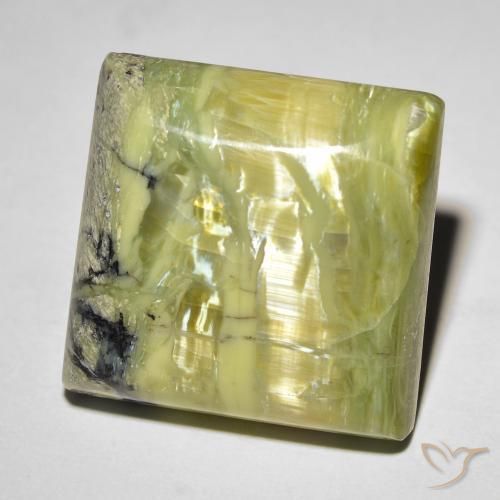 18.31ct Natural Verde médio Opala Olho de Gato, Quadrado, Opaco