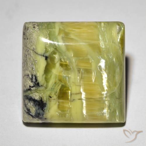 Opala Olho de Gato Verde médio Natural 18.31ct, Quadrado, Opaco