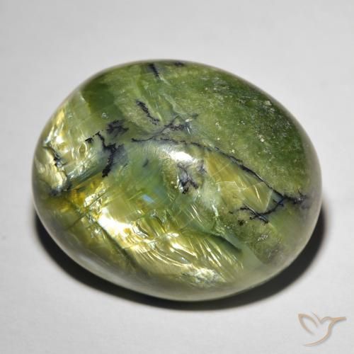 Cat's eye opal verde natural 20,74ct, corte oval, opaco