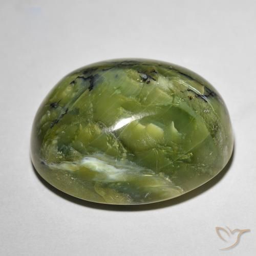 Cat's eye opal verde natural 20,74ct, corte oval, opaco