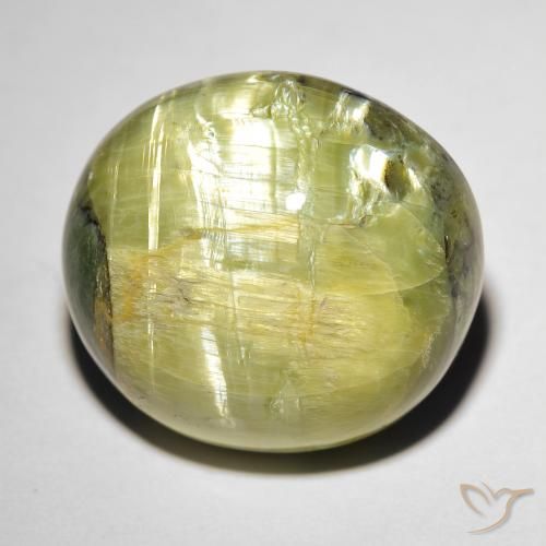 17.84ct Natural verde quente Opala Olho de Gato, oval, Opaco