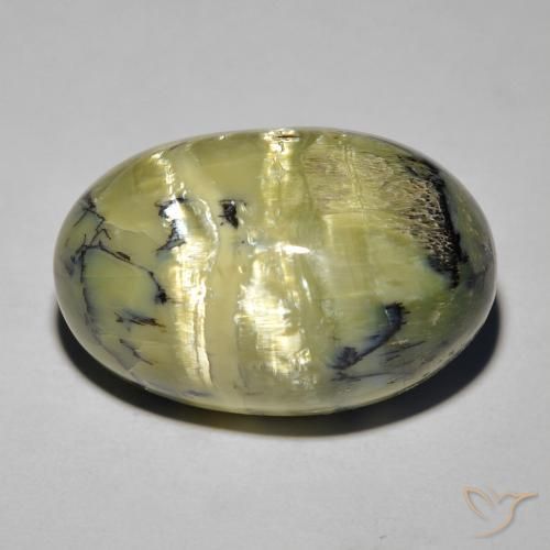 14.50ct Natural Verde médio Opala Olho de Gato, oval, Opaco