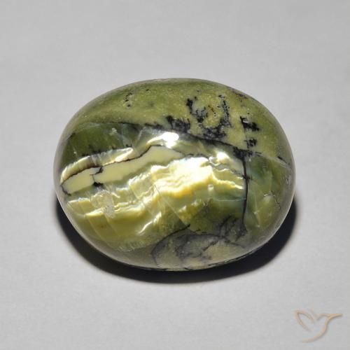 8.19ct Natural Verde amarelado Opala Olho de Gato, oval, Opaco