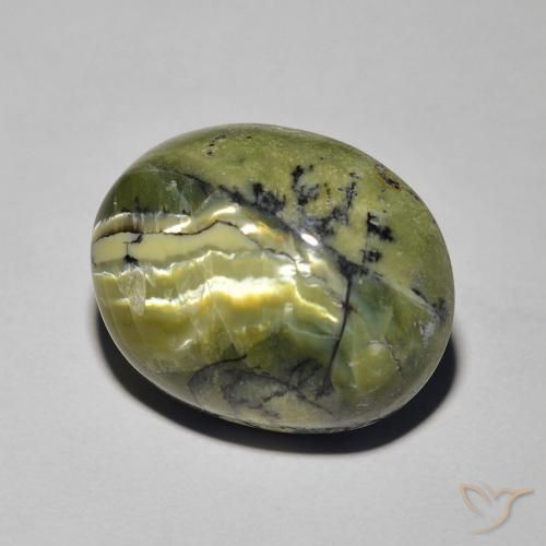 Opala Olho de Gato Verde amarelado Natural 8.19ct, oval, Opaco