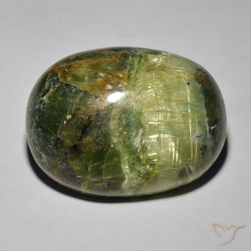 18.89ct Natural Verde Terroso Opala Olho de Gato, oval, Opaco