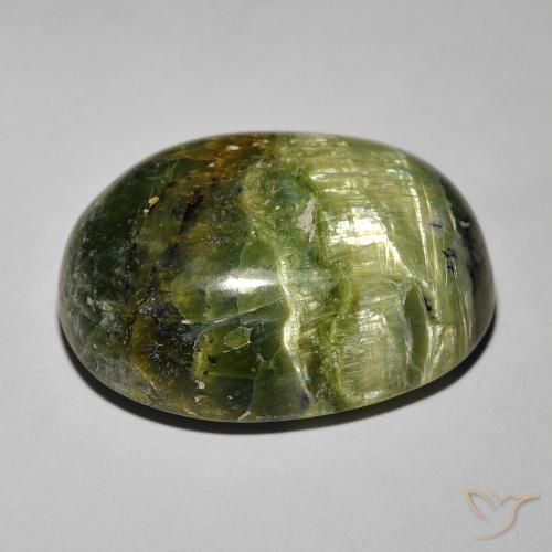 Opala Olho de Gato Verde Terroso Natural 18.89ct, oval, Opaco