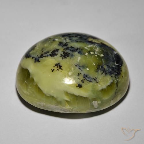 Opala Olho de Gato Verde amarelado Natural 34.72ct, oval, Opaco