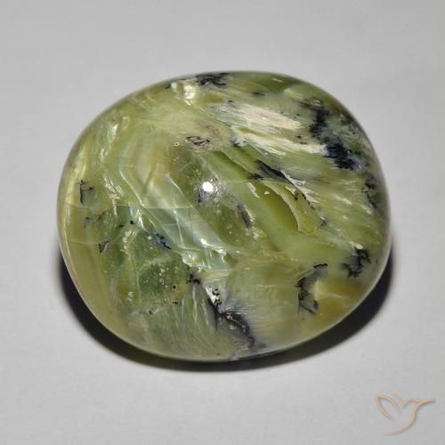 17.19ct Natural Verde médio Opala Olho de Gato, oval, Opaco