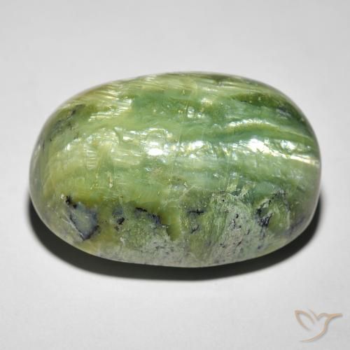 Opala Olho de Gato Verde médio Natural 25.54ct, oval, Opaco