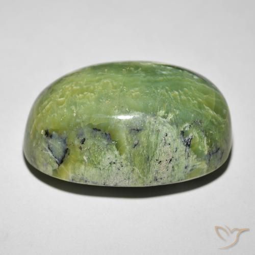 Opala Olho de Gato Verde médio Natural 25.54ct, oval, Opaco