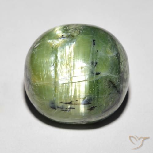9.37ct Natural verde quente Opala Olho de Gato, oval, Opaco